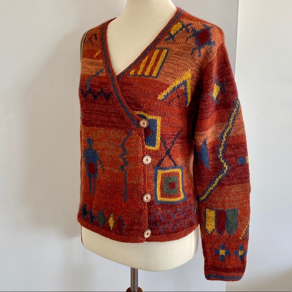 Peruvian Connection Sweaters - Peruvian Connection 100% Alpaca Tribal Sweater EUC